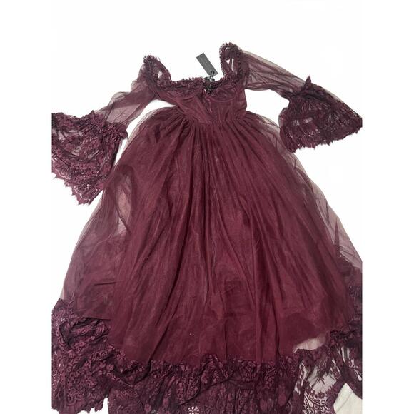 Dolls Kill Dresses & Skirts - Widow Dance With Death Dress Long Ballgown Black Red Lace